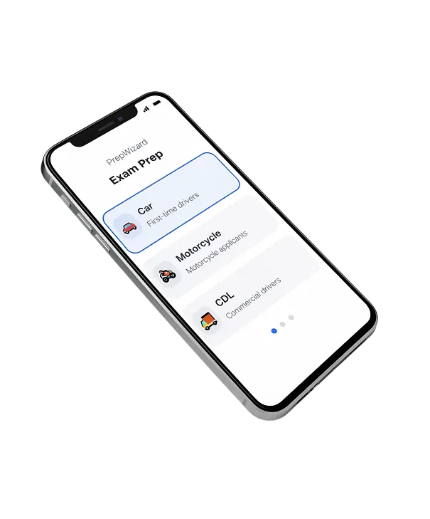 PrepWizard practice test running on a mobile phone